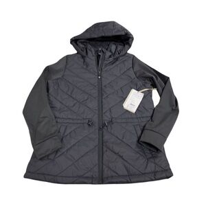 Mondetta Outdoor Project Black Mixed Media Puffer Hooded Jacket NWT Size M